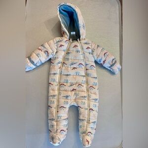 Little Lad Dinosaur Print quilted outdoor toddler One Piece